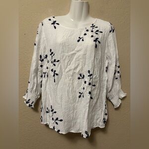 Sapphire White Floral Embroidered Women's Top